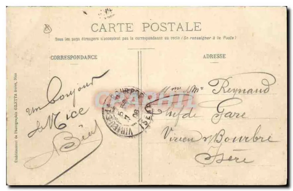 NICE - Gruppe Palmen, neue Gärten — Giotta-Ausgabe, Foto. Nice, 192. - Rückseite