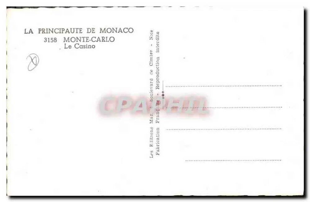 Das Casino von Monte-Carlo — Monaco — Éditions Cimier - Rückseite