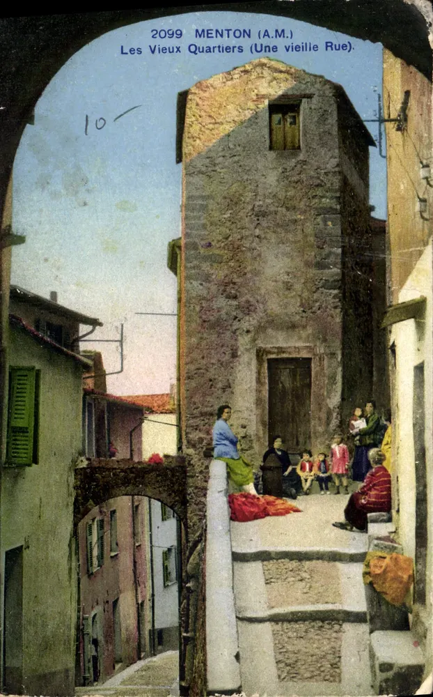 Menton (A.M.) — Les Vieux Quartiers (Une vieille Rue) — Photochromie A.D.L.A. - Vorderseite