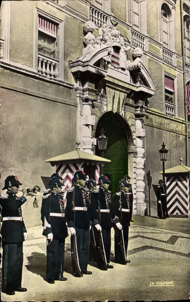 A guarda príncipe diante do palácio — Principado de Mônaco — Edições 'LA CIGOGNE' - Frente