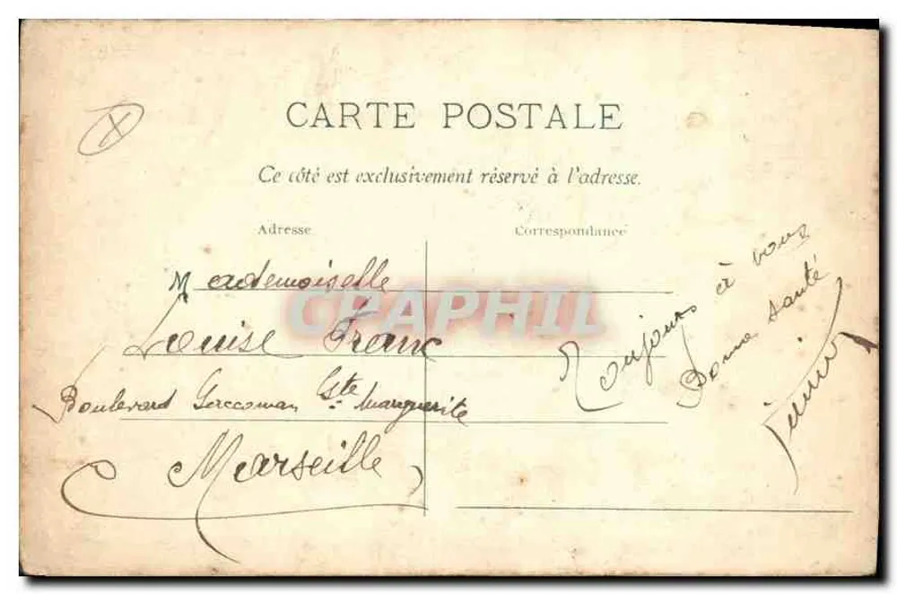 Villefranche. Vista geral — Edição Louis Glaser, Leipzig, n° 2747 - Verso