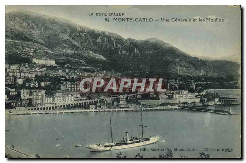 Monte-Carlo — Allgemeiner Blick und die Mühlen — Edit. Sinet et Cie, Monte-Carlo - Vorderseite