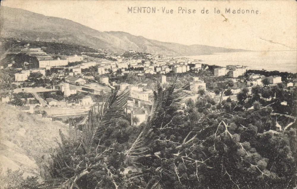 Menton — Vista tirada da Madona — editor desconhecido, n° de série não visível - Frente