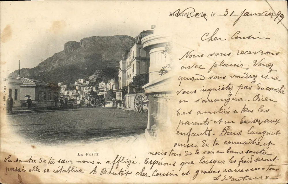 Monte-Carlo — vue de la ville et du mont Agel — T. B. édit., Nice - 59 - Frente