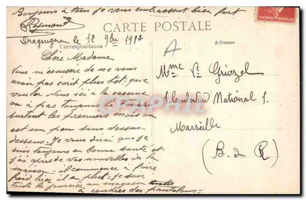 Draguignan — Vista Geral — Editor E.D. n°1793 - Verso