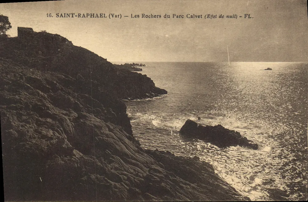 Saint-Raphaël (Var) — Die Felsen des Parc Calvet (Nacht-Effekt) — FL. - Vorderseite