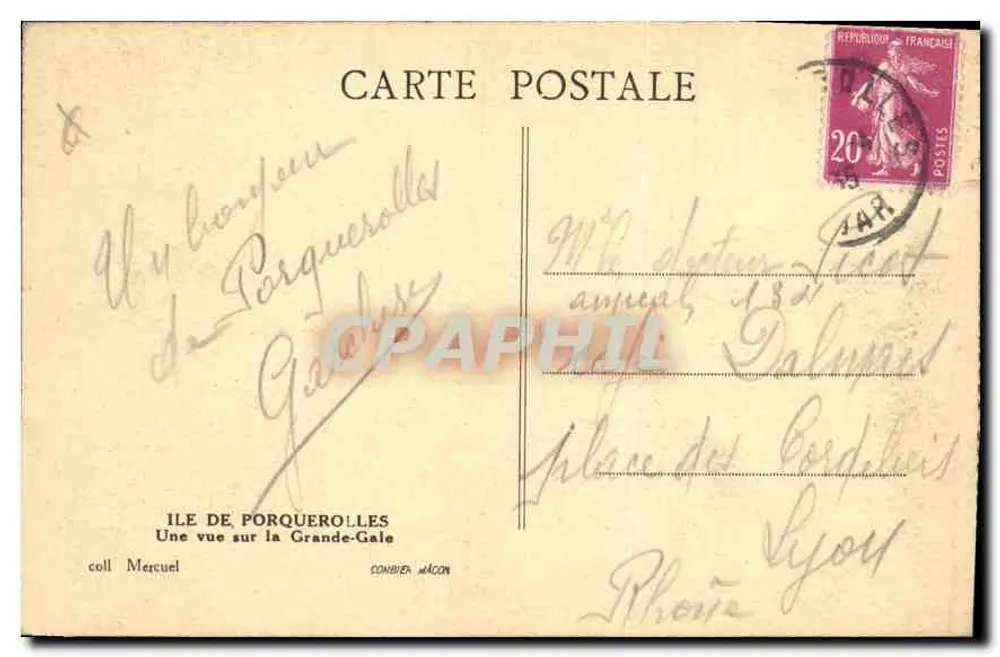 Insel Porquerolles — Ansicht der Grande-Gale — Sammlung Mercuel, Verlag Combier, Mâcon - Rückseite