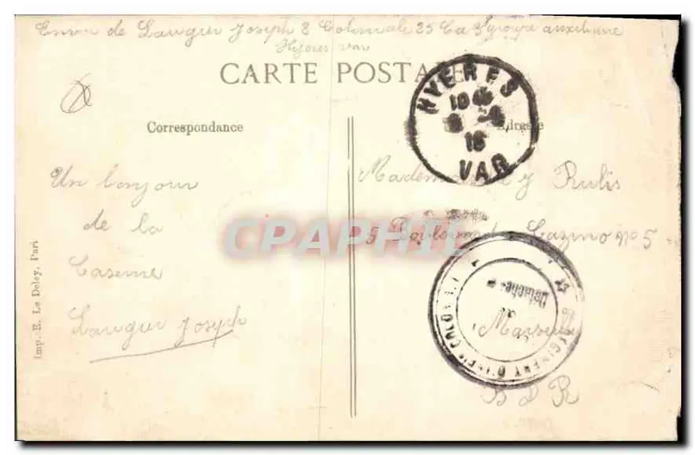 Hyères — Avenue Godillot — Côte d'Azur, 923 - Rückseite