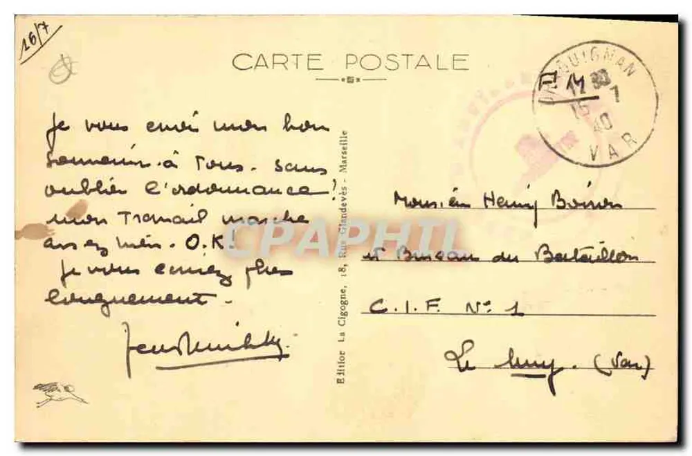 Draguignan — Vista geral — Editor La Cigogne, n° 754 - Verso