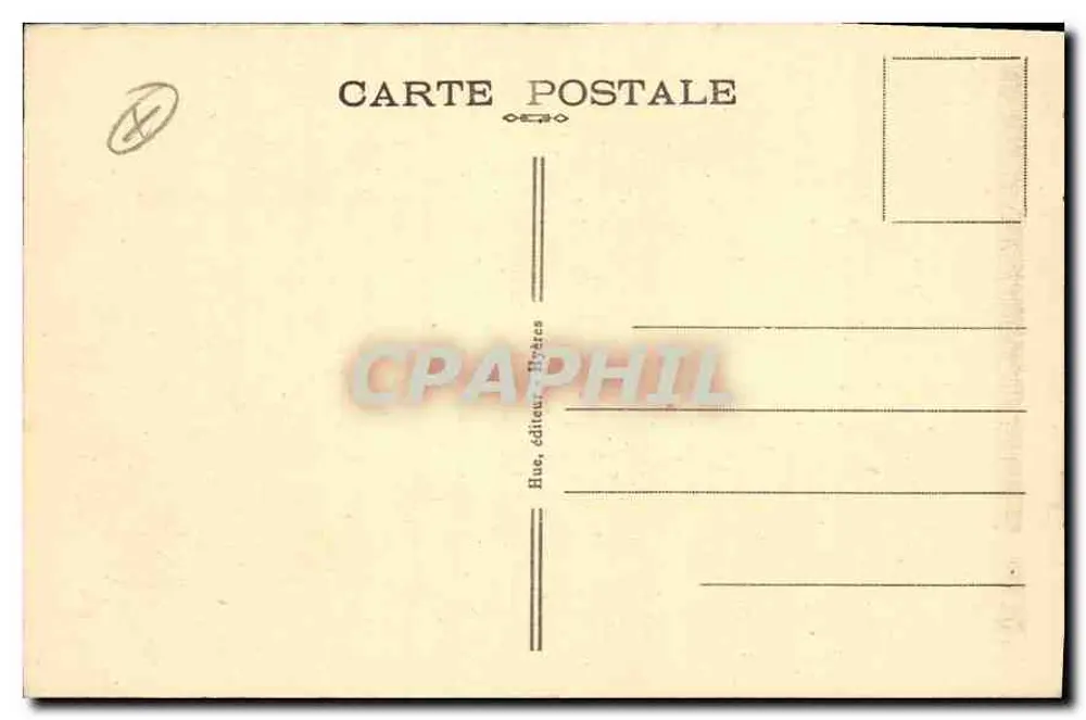 Hyères — Ansicht des Gartens Denis mit Palmen — E. Hue, n°6 - Rückseite
