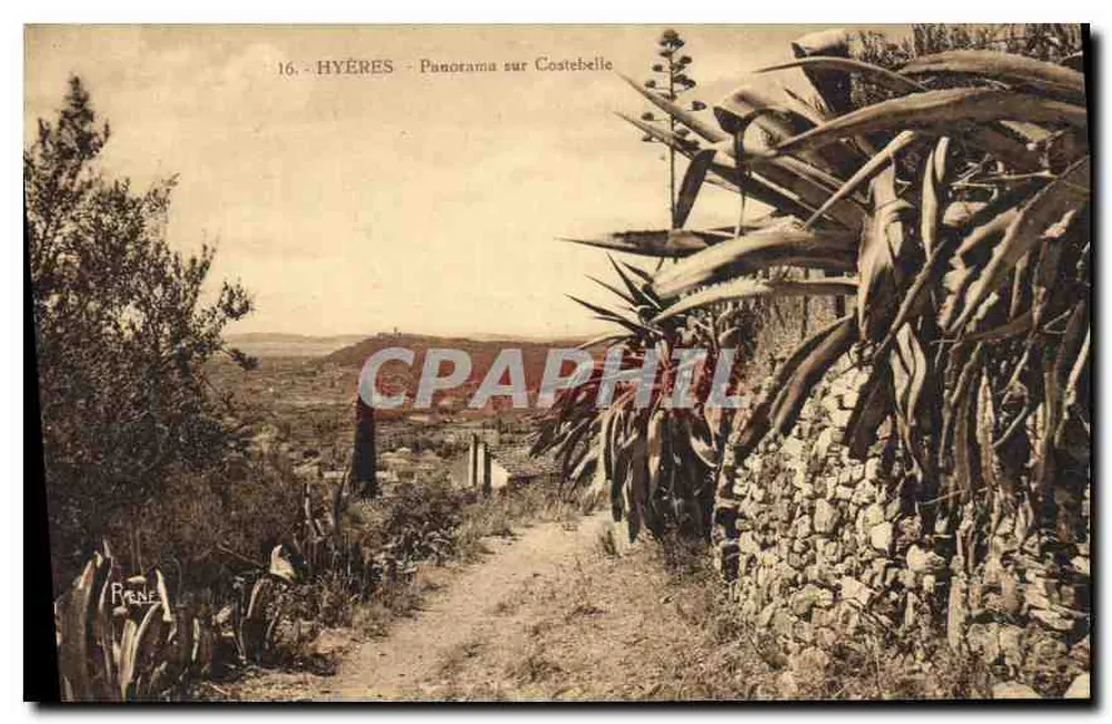 Hyères - Panorama sobre Costebelle — editor H. J. Bagarry fils et Cie, Hyères, n°16 - Frente