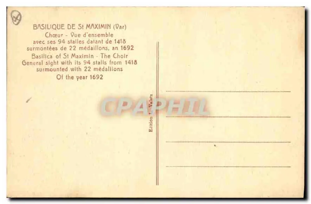 Basílica de Saint-Maximin — Cúria — Édition Valatx - Verso