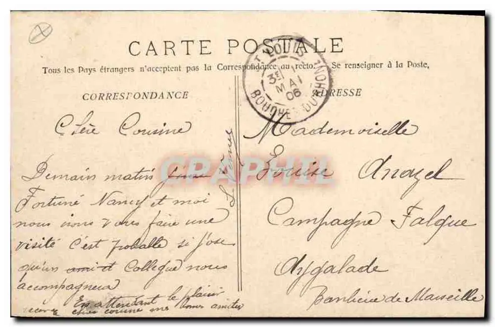 Toulon - A Darse — vista portuária com barcos a vela e navios — A. Bougault n°725 - Verso