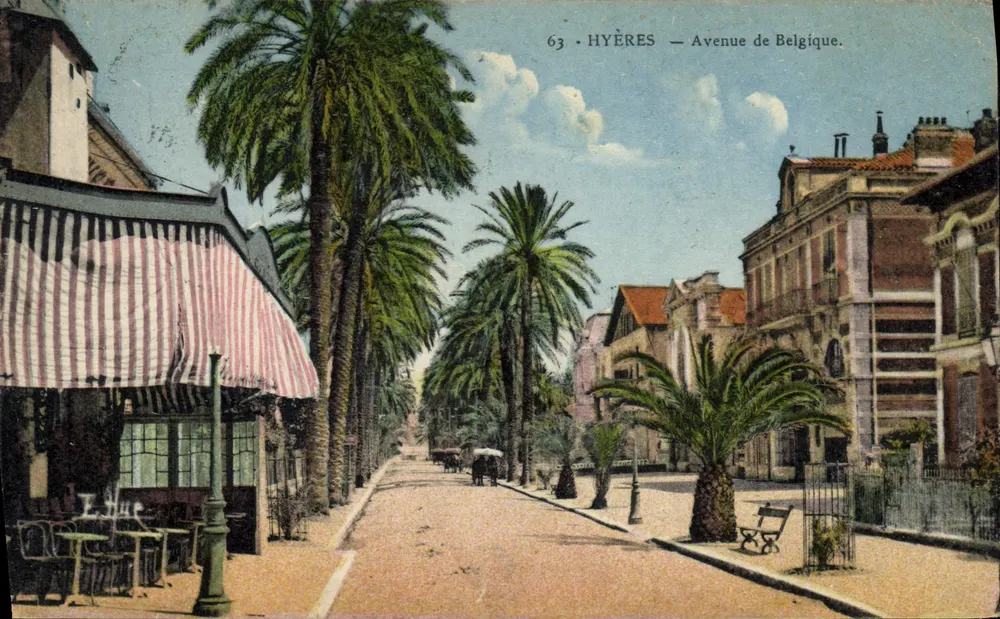 Hyères — Avenida da Bélgica — editor Hue, n°63 - Frente