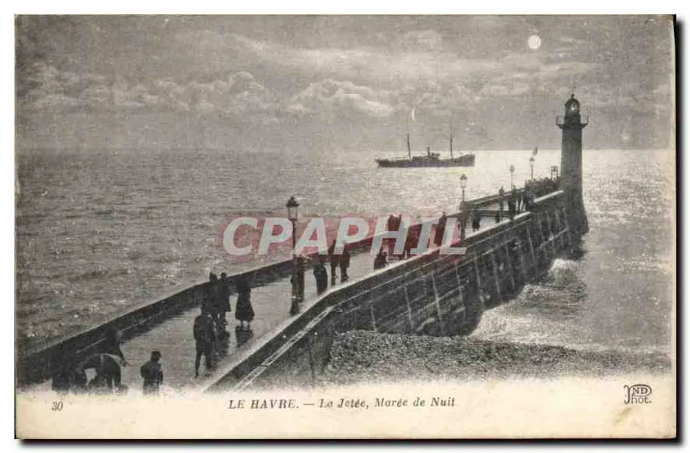 Le Havre — A Ponte, Maré da Noite — ND Hot. - Frente