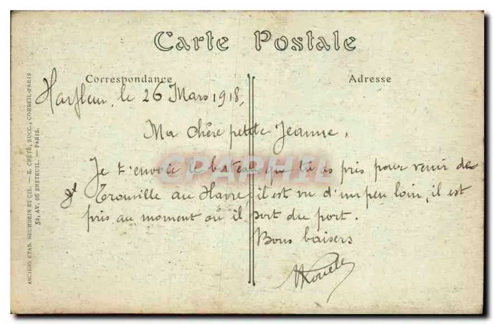 Le Havre — A Ponte, Maré da Noite — ND Hot. - Verso