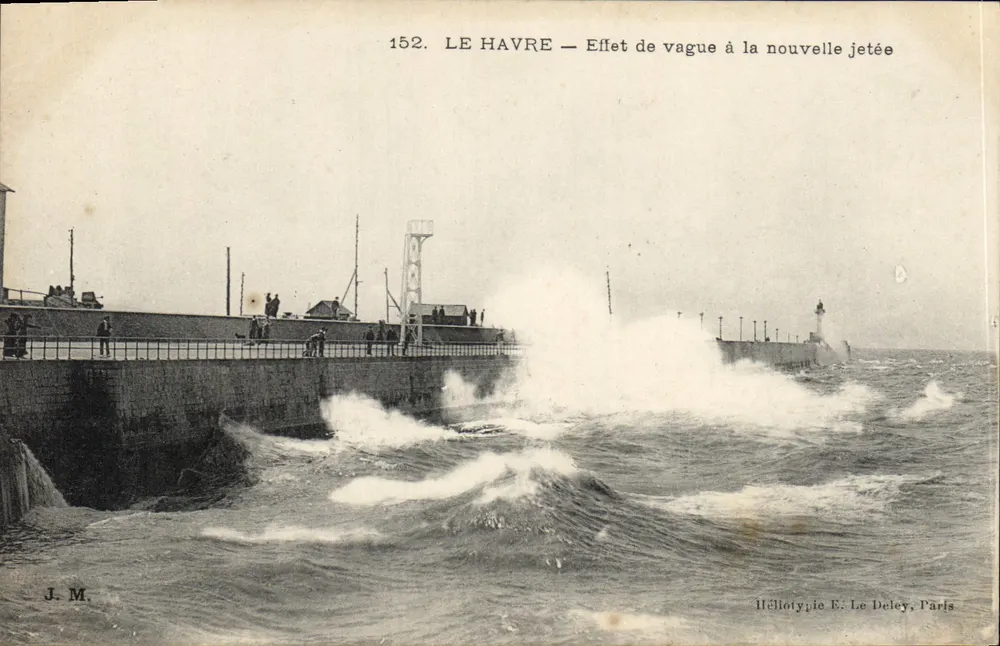 Le Havre — Effekt von Wellen an der neuen Mole — Héliotypie E. Le Deley, Paris, n°152 - Vorderseite