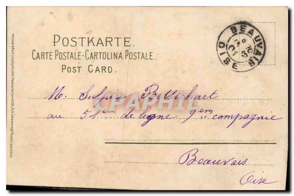 Frau am Fluss — ländlicher Landschaft — unbekannter Verlag - Rückseite