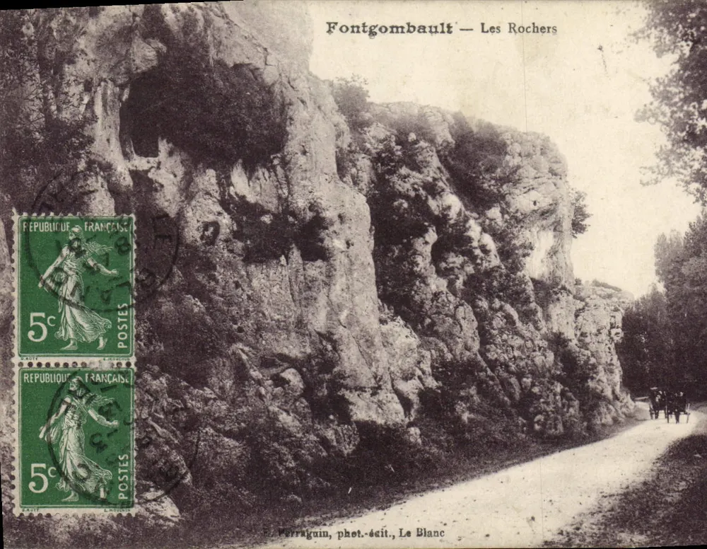 Fontgombault — Os Rochedos — E. Ferraguin, fot.-escr., Le Blanc - Frente