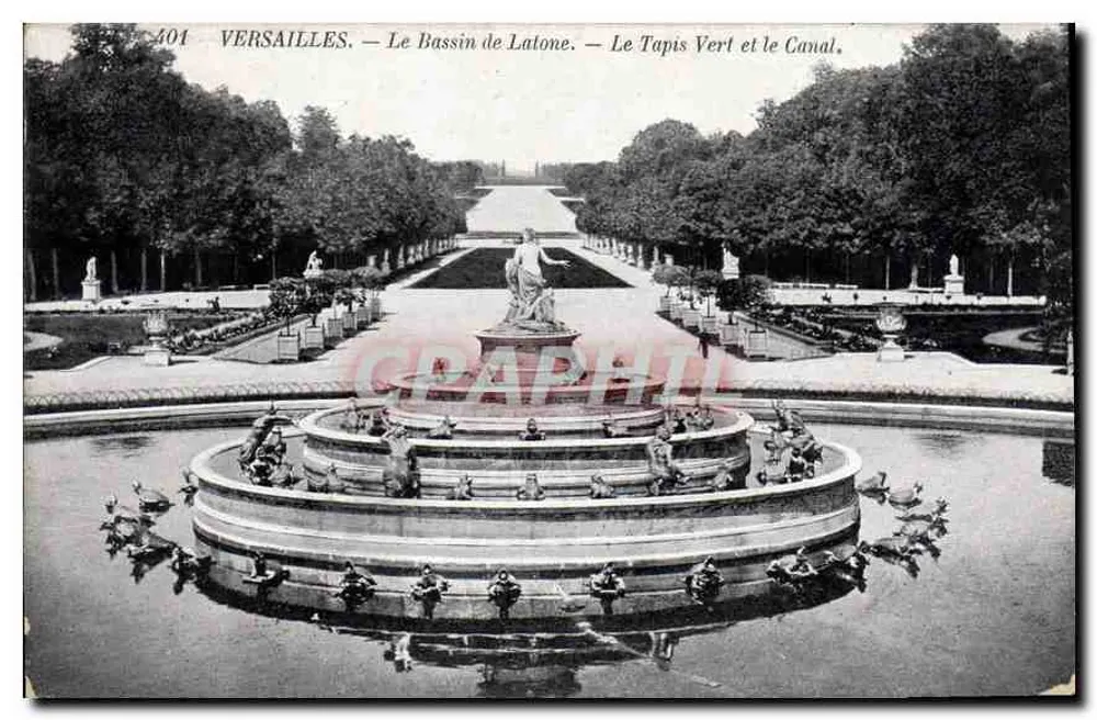 Versailles — Der Bassin de Latone, Der Grün Teppich und der Kanal — Graphique n°401 - Vorderseite