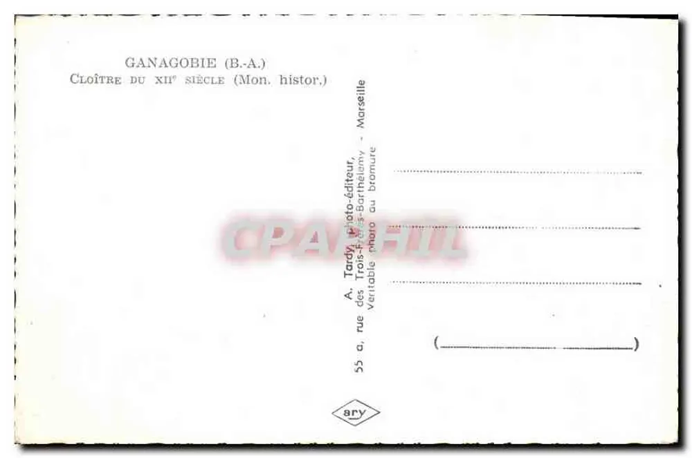 Ganagobie (B.A.) — Cloître do século XII — A. Tardy, Marselha - Verso