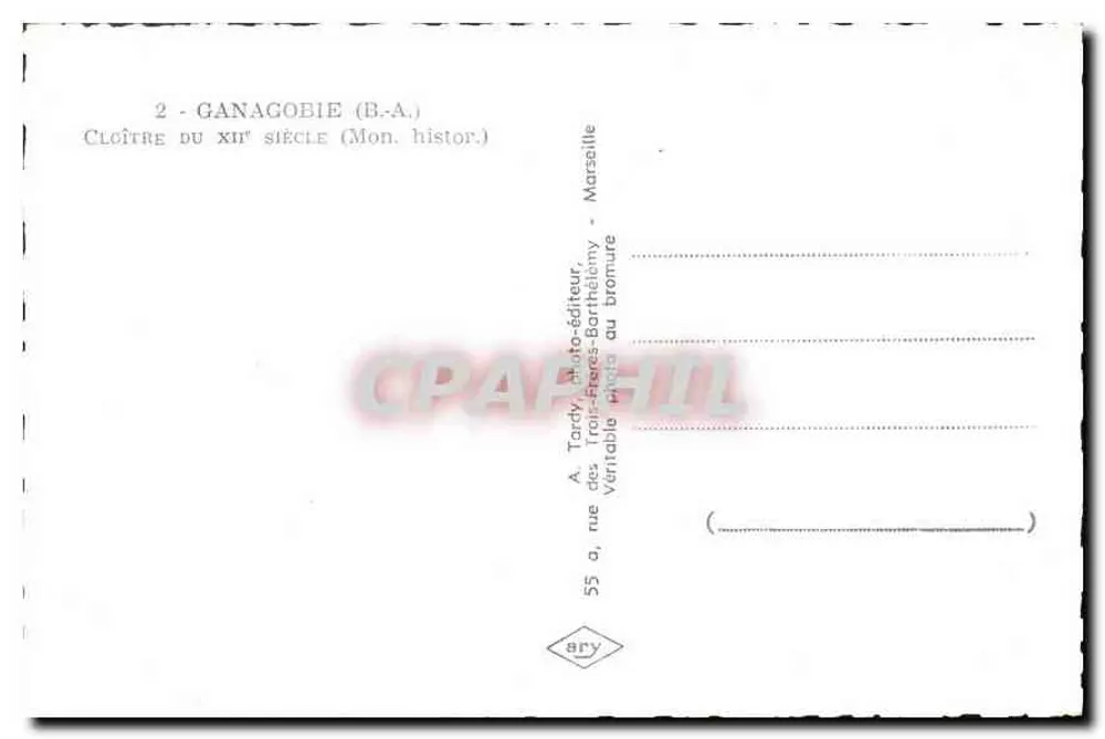 Cloître do século XII — Ganagobie (B.A.) — Tardy, editor - Verso