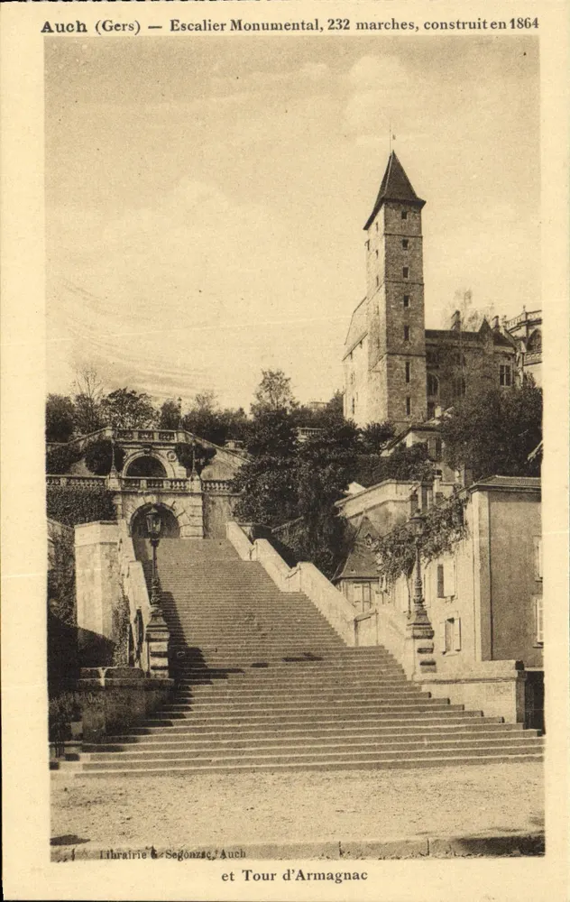 Auch (Gers) — Monumentale Treppe, 232 Stufen, errichtet 1864 — Librairie C. Segonzac, Auch - Vorderseite