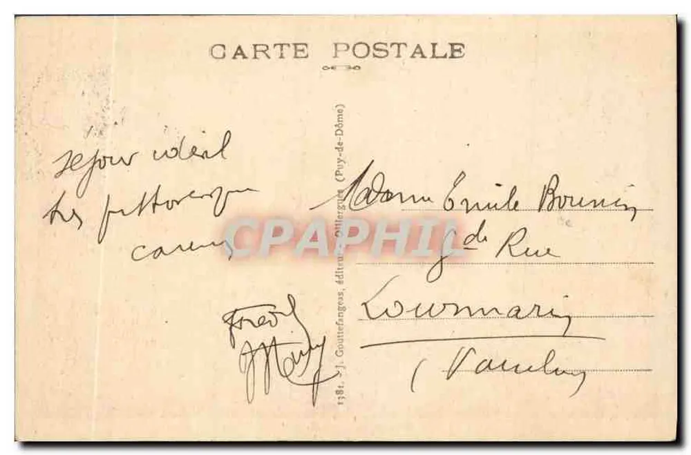 La Bourboule — Vista geral — Editor J. Goutranges, Puy-de-Dôme - Verso