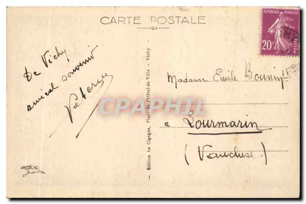 O Casino visto de frente — Vichy — Edição La Cigogne, n° 314 - Verso