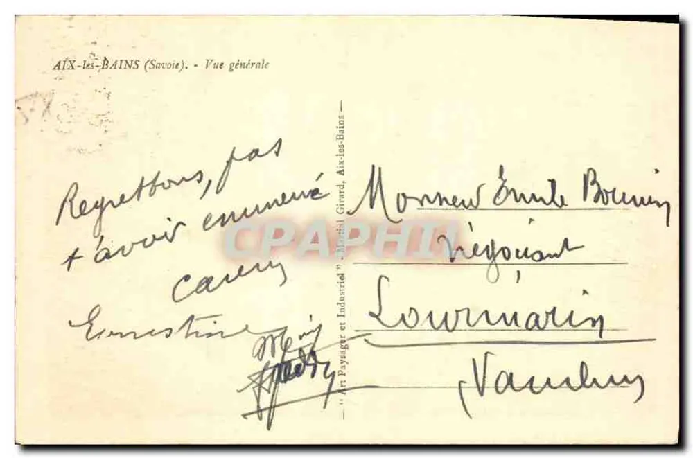 Aix-les-Bains (Savoie) — Vista geral — Art Puyagier e Industrial Girard - Verso