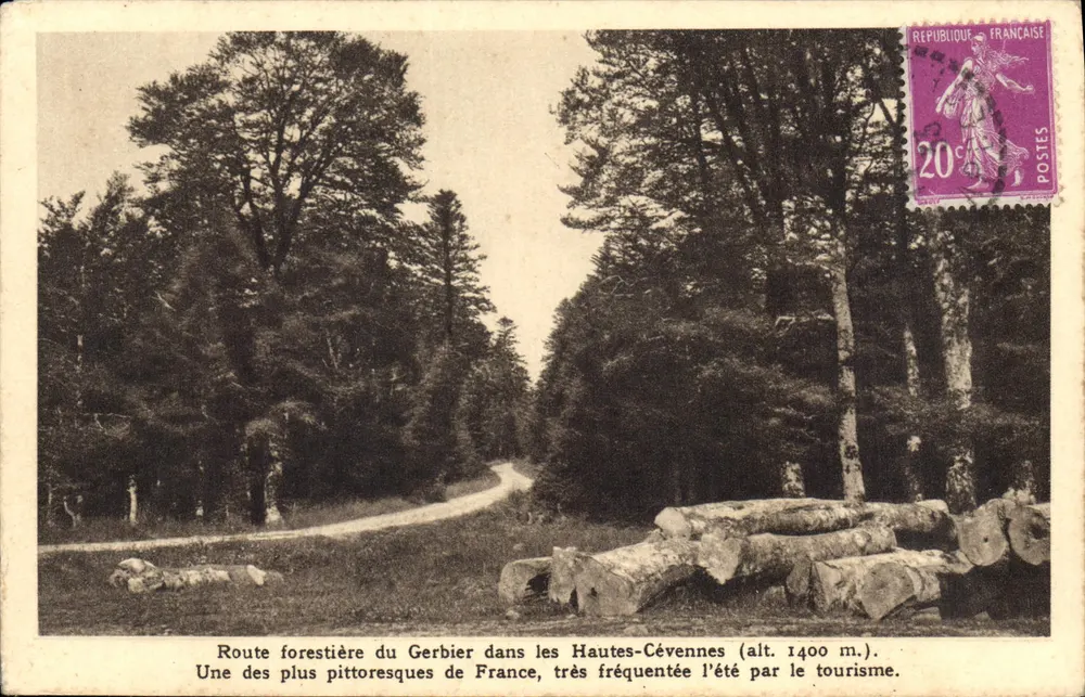 Estrada florestal do Gerbier nas Altas Cévenas (alt. 1400 m.) — Edições d'Art A. Rochet, Saint-Agrève - Frente