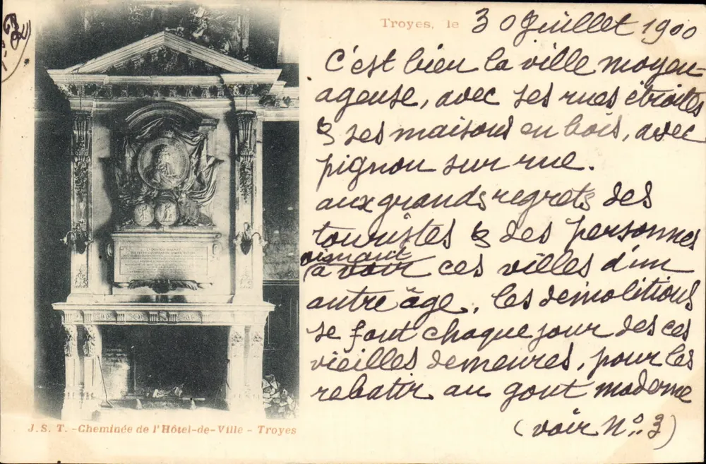 Schornstein des Hotels de Ville — Troyes — J.S.T. — Nr. 3 - Vorderseite