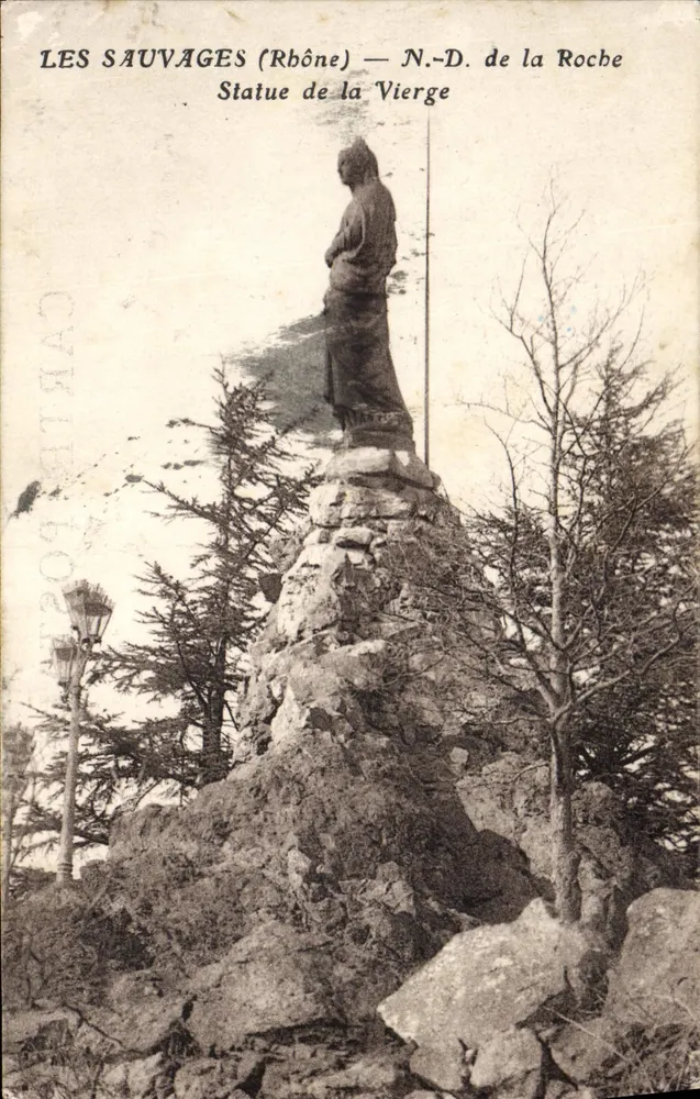Les Sauvages (Rhône) — N.-D. de la Roche — Statue der Jungfrau - Vorderseite
