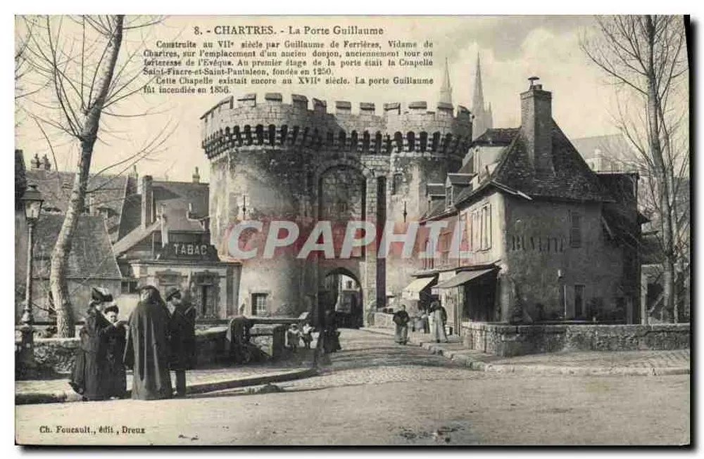 Chartres - A Porta Guillaume — Ch. Foucault, edição Dreux, n°8 - Frente