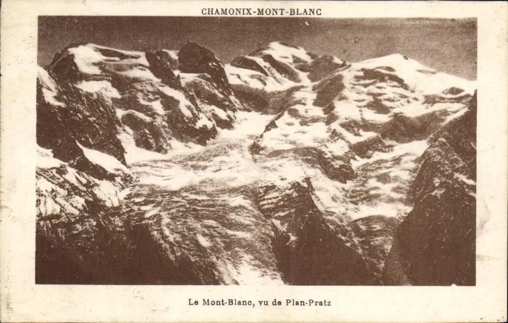 Il Mont-Blanc, visto da Plan-Pratz — Chamonix-Mont-Blanc — G. Tairraz, fot.-edit. - Recto
