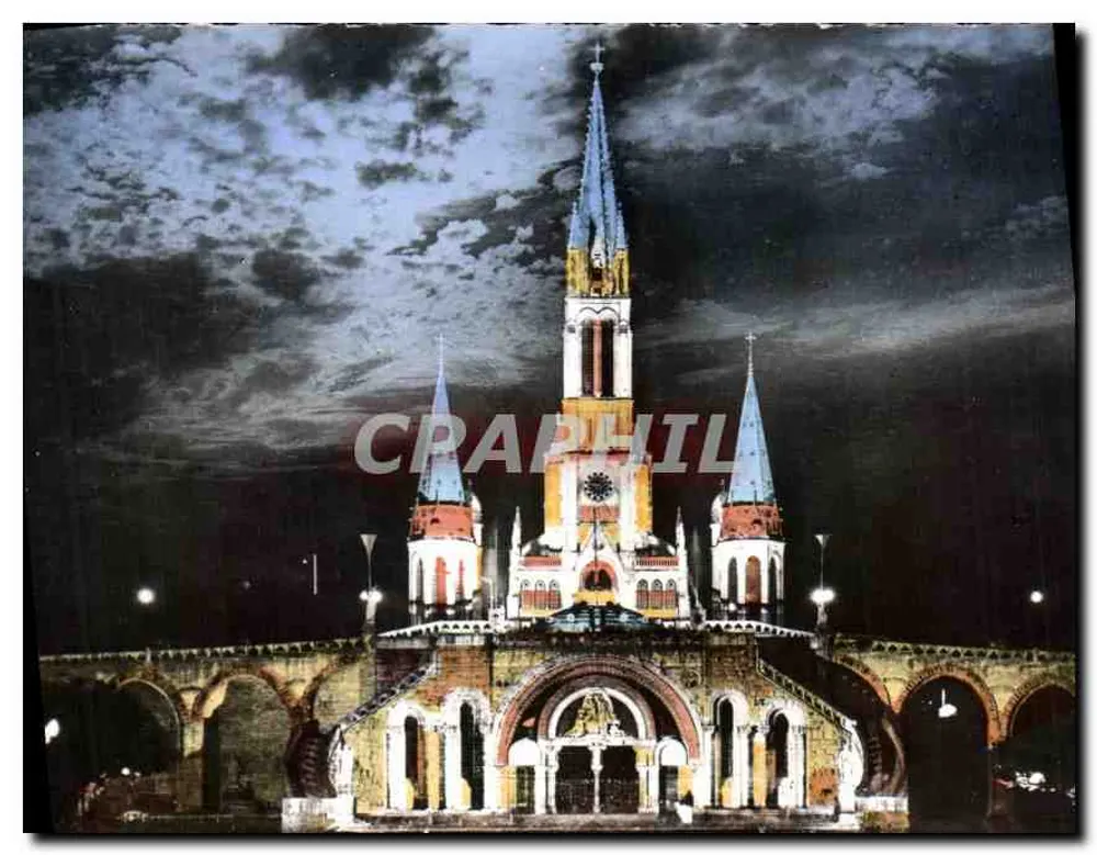 Lourdes — A Basílica Iluminada — Ed. P. DOUCET, 265 - Frente