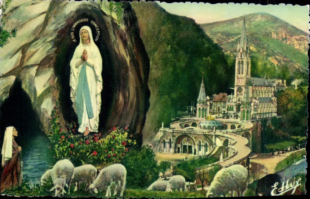 Lourdes — Verschijning van Onze Lieve Vrouw — Uitgave P. Douat, n°108 B - Voorkant