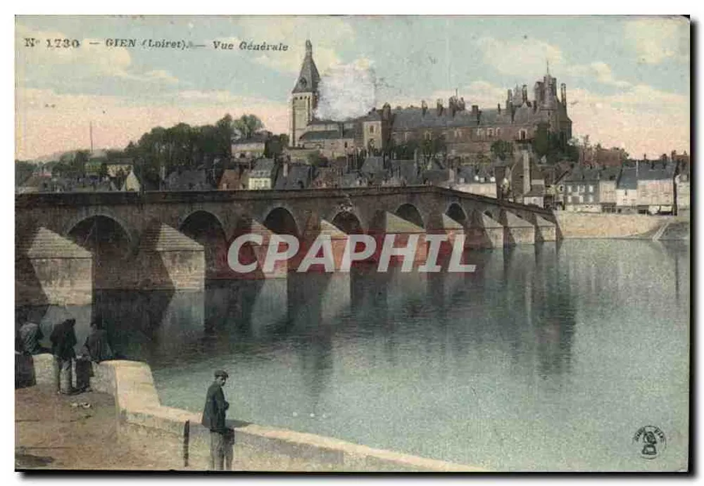 Gien (Loiret) — Vista Geral — Editor L. Merchand, Sully-sur-Loire, n° 1730 - Frente