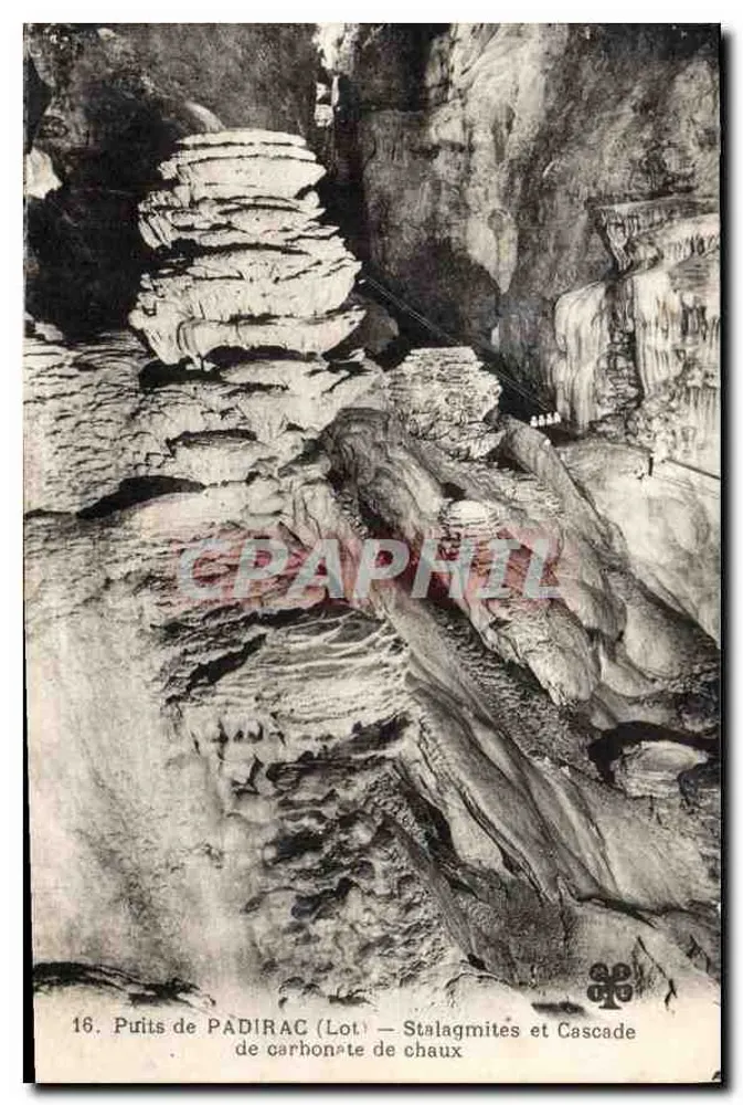 Puits de PADIRAC (Lot) — Stalaktiten und Kalkstein-Wasserfall - Vorderseite