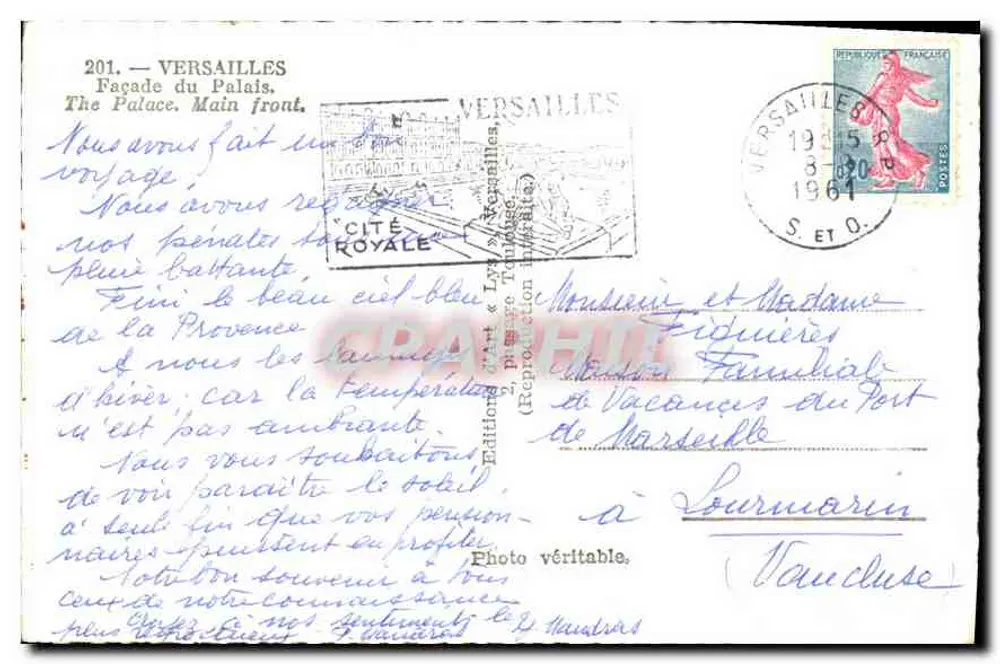 Versalhes — Facha da Casa de Versalhes — Éditions Art & Lyss, n°201 - Verso
