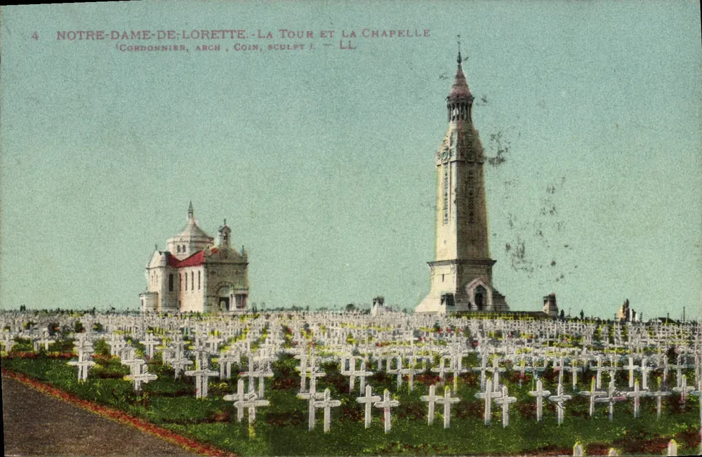 Notre-Dame-de-Lorette — Die Turm und die Kapelle — Cordonnier, Arch. Ecke, Skulpt. - Vorderseite