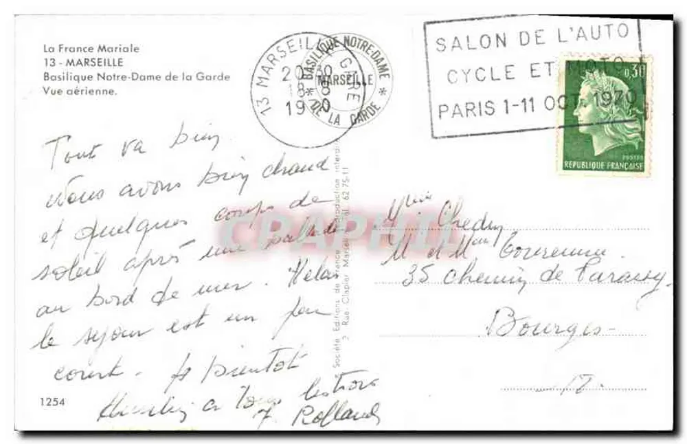 Basilique Notre-Dame de la Garde — Luftbild — Société Editeur de France, n°1254 - Rückseite