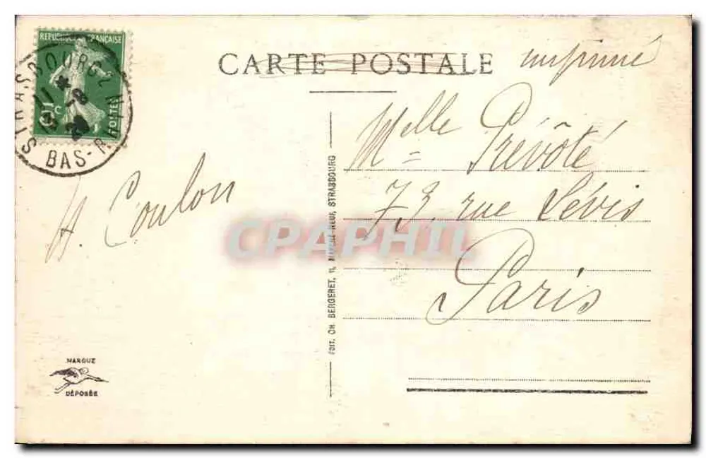 Strasbourg - Ponte do Reno (margem bávara) — editor Marguez, n° 665 - Verso