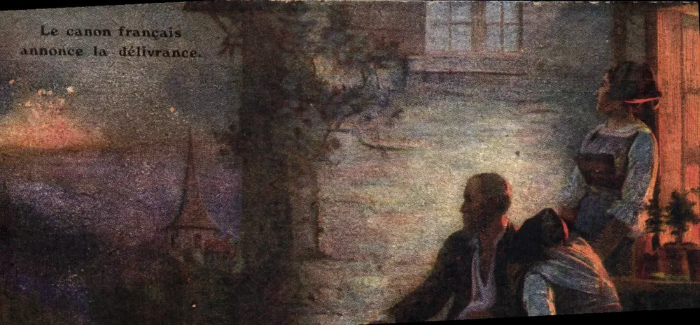 Der französische Kanon verkündet die Befreiung — historische Illustration — Imp. J. Cussac, 49, rue de l'Amilly, Paris - Vorderseite
