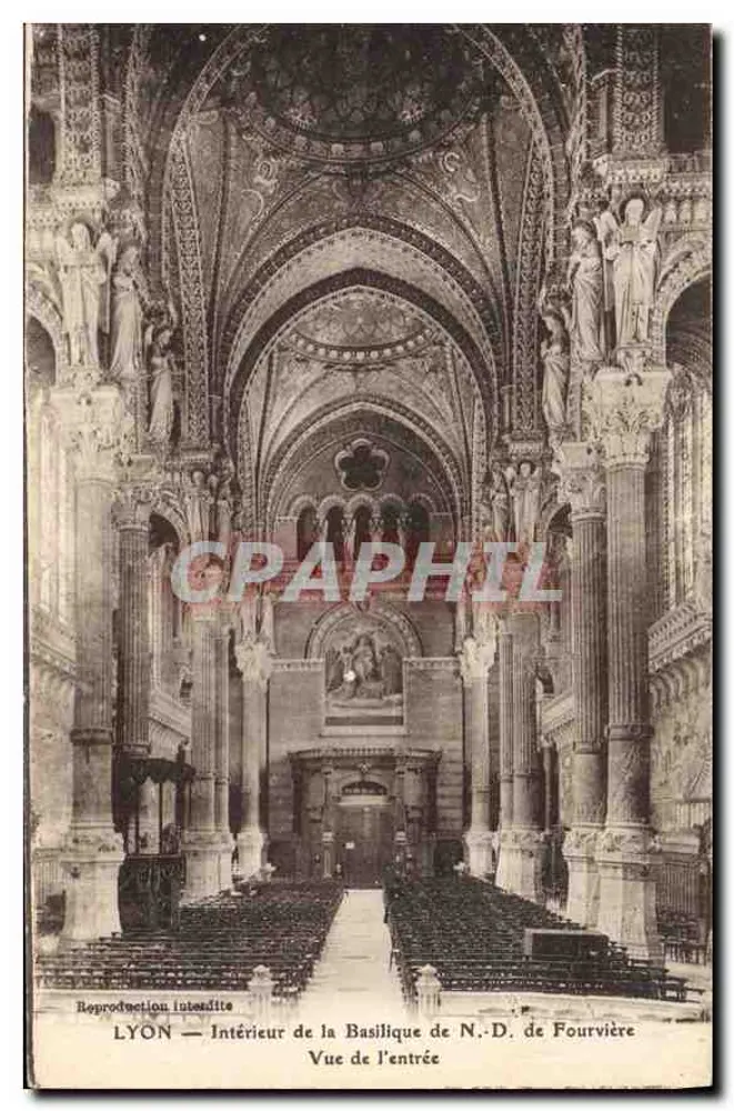 LYON — Innenansicht der Basilika N.-D. de Fourvière — Blick auf den Eingang - Vorderseite