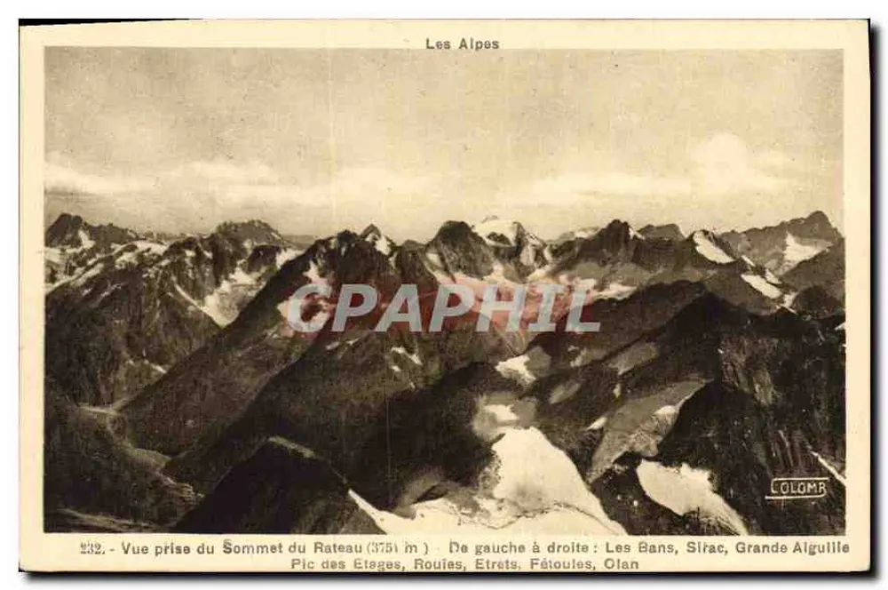 Aussicht vom Gipfel des Râteau (3751 m) — Die Alpen — J. Colomb, Gap - Vorderseite
