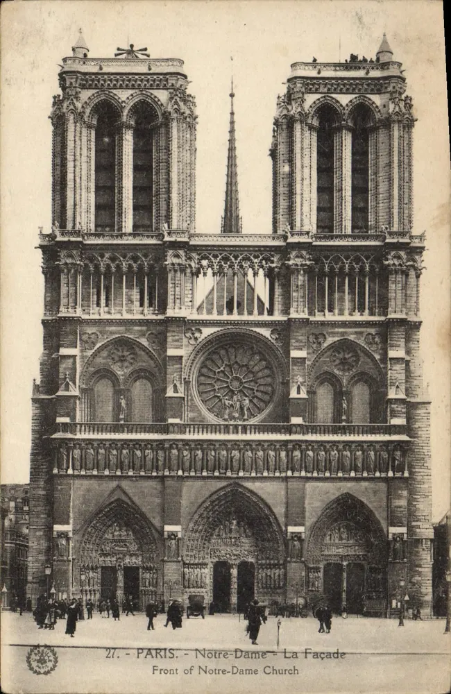 Paris - Notre-Dame - A Fachada — Imp. fot. 'L'Abail' Paris, n°27 - Frente
