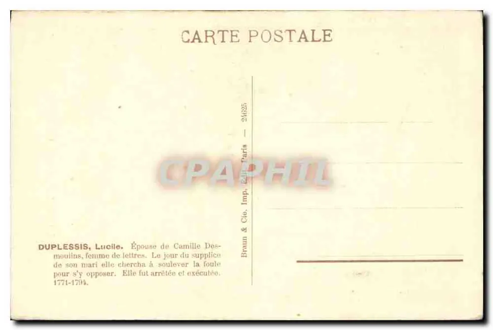 Lucile Duplessis (1771-1794) — Retrato — Braun & Cie, Paris, n° 24/25 - Verso