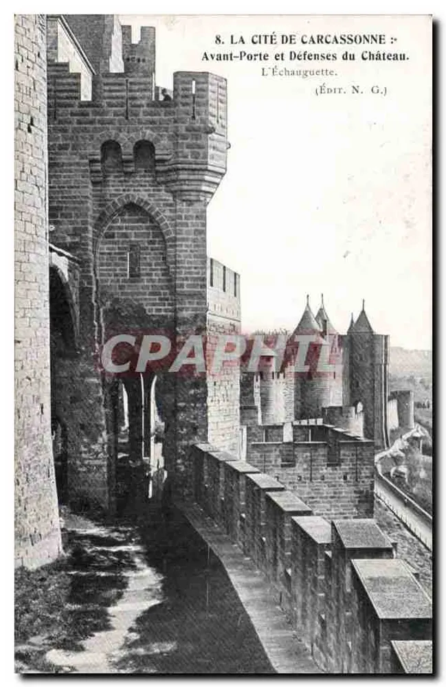 Carcassonne — Vorderportal und Burgschutz — Verlag N. G. - Vorderseite