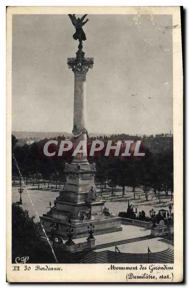 Bordeaux — Monument des Girondins (Dumilâite, stat.) — Imprimerie des Arts Photographiques de Bordeaux - Frente